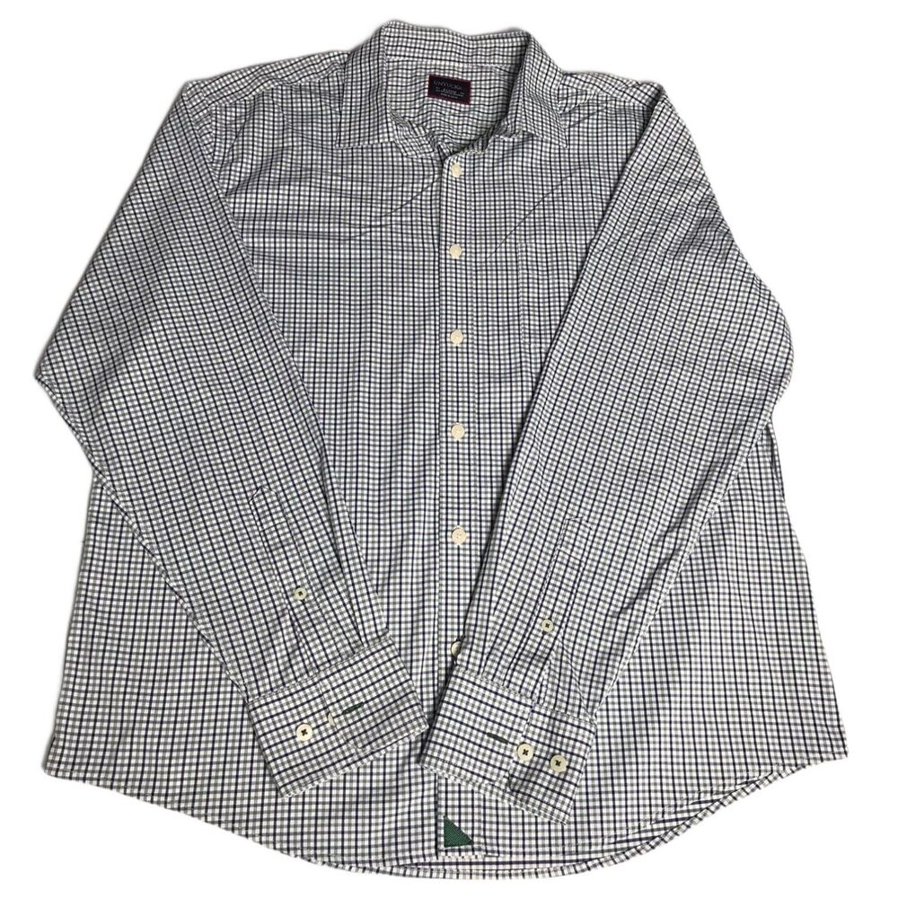 UNTUCKit Shirt Men XL Sheldrake Green Blue Check Stretch Button Down Long Sleeve